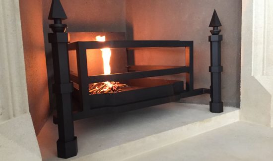 Close up of bespoke fire basket design Feature Fireplaces