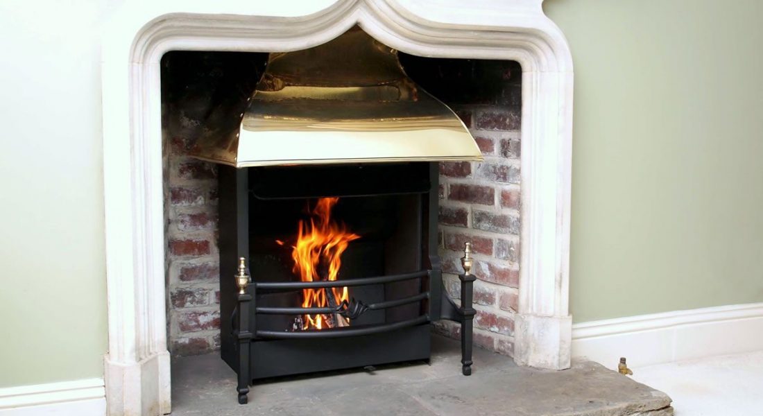 Brass Regency Canopy Traditional Open Fireplace