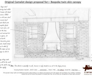 Giffard sketch Design sketch of Inglenook canopy and fire basket